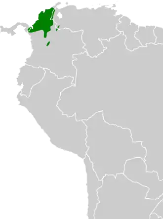 Distribución geográfica del vireón cejiamarillo.