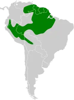 Distribución geográfica del vireón coronigrís.