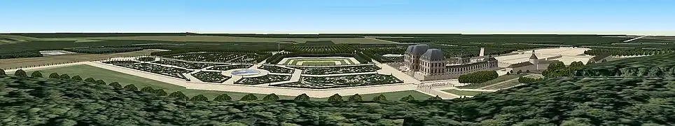 [fr→es]Schéma donnant la vision à 180 degrés depuis le Belvédère.