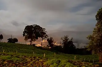 Vista de la ciudad de Turrialba desde la cima del volcán.