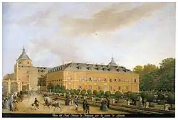 Vista del Real Palacio de Aranjuez por la parte de Levante de Fernando Brambila publicado en 1830 como parte de la serie Vistas de los Reales Sitios y Madrid.