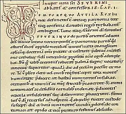 Codex Vindobonensis 1064, con la Vita Sancti Severini ("vida de San Severino).