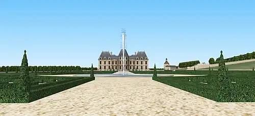 [fr→es]Vue depuis le parterre en direction du château.