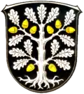 Escudo de Okriftel con roble, bellotas y raíces