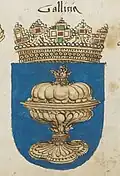 Escudo de Galicia en el armorial de Arlberg Bruderschaft, 1548.