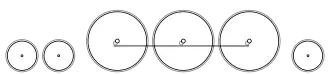 Diagram of two small leading wheels, three large driving wheels joined with a coupling rod, and a single small trailing wheel