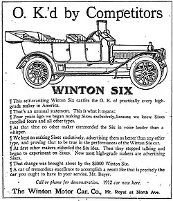 Winton Motor Company anuncio, 1911[9]​