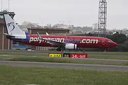Boeing 737-800 de Polynesian Blue en el Aeropuerto Internacional Kingsford Smith (2012)