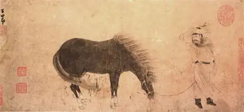 Un hombre y su caballo frente al viento