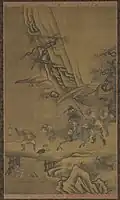 Zhong Kui y los demonios cruzando un puente (siglo XVI), que muestra a Zhong Kui montado en un burro.