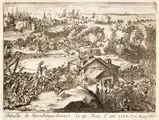 Batalla de Steenebergen librada el 17 de junio del año 1583. Ilustración de Famiano Strada, Histoire de la guerre des Païs-Bas, 1727, t. III, pág. 375.