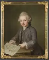 Retrato de un niño con un mapa de Escandinavia