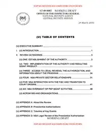 Reporte de OIG de 2009 sobre Stellar Wind, nombre en clave de una de las operaciones de recogida de datos (pinche en la imagen para ver el informe completo).